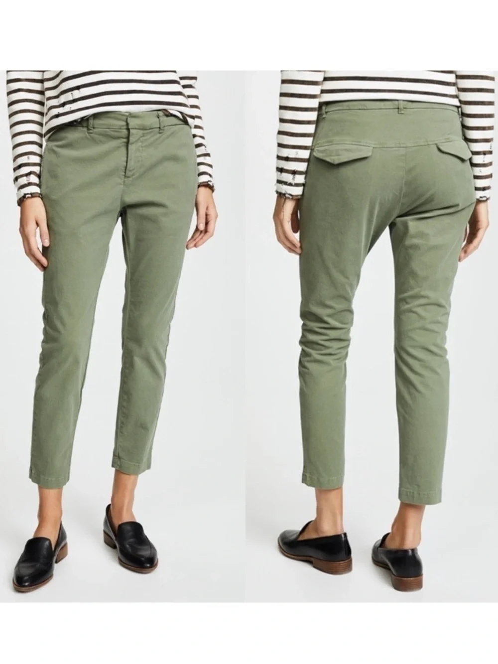 Nili Lotan Tel Aviv Chino Pants Straight Leg Size 8 Green Ankle - Picture 1 of 6
